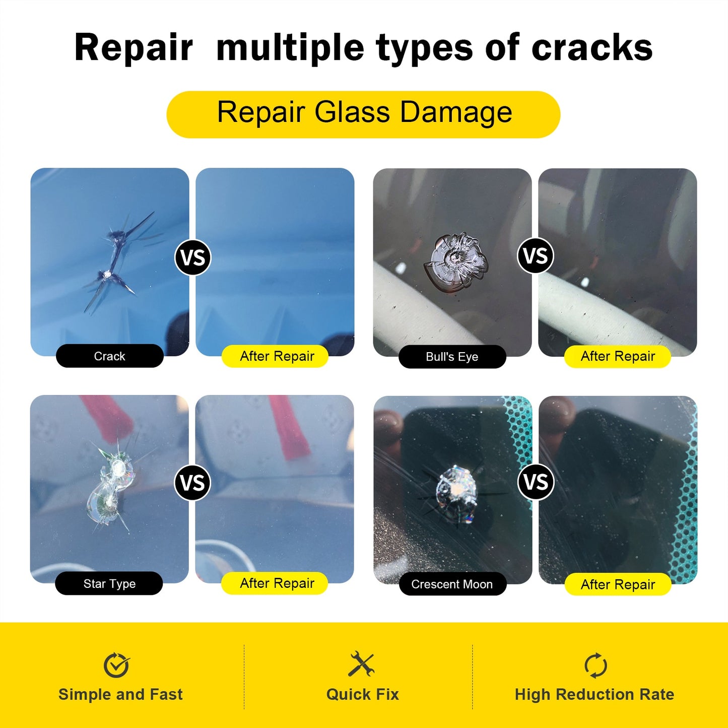 Cracked glass repair kit